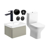 Aquarius Vanity Unit Matt Latte / Matt Black Aquarius Sophie 605mm Wall Hung Vanity Unit, Close Coupled Toilet, Tap and Fittings Bundle
