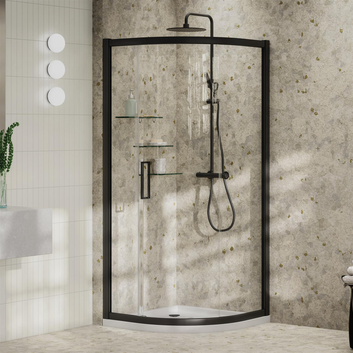 Aquarius Pluvia 8mm Quadrant Single Sliding Shower Door