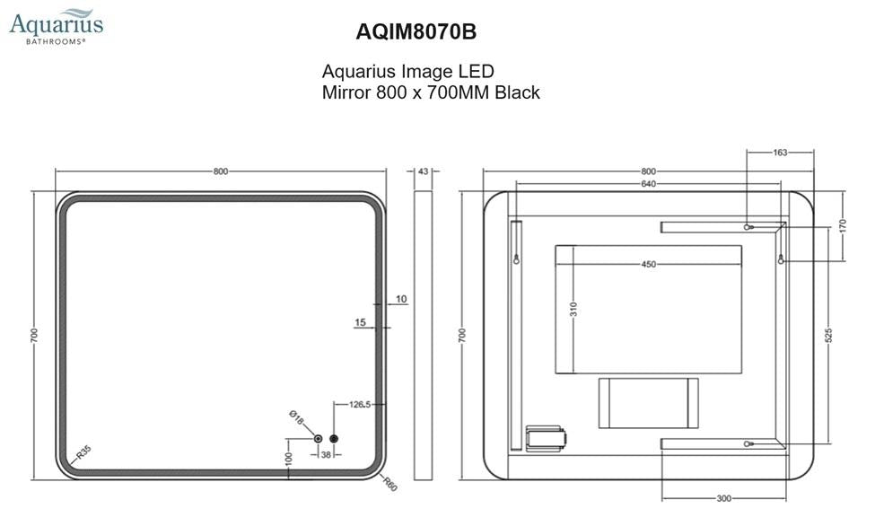 Aquarius Image LED Mirror in Black