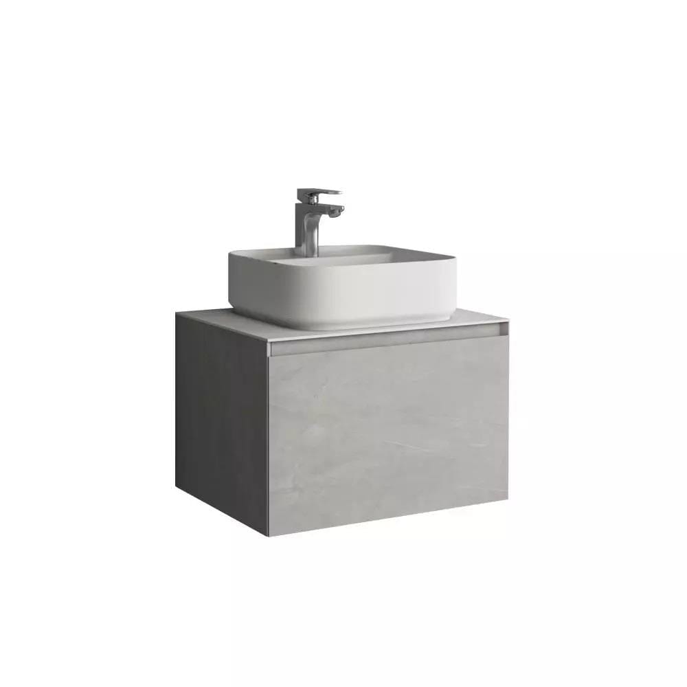 Aquarius Wall Mounted Unit Slate / Solid White Aquarius JF-Series 600mm Single Drawer Vanity Unit with Countertop
