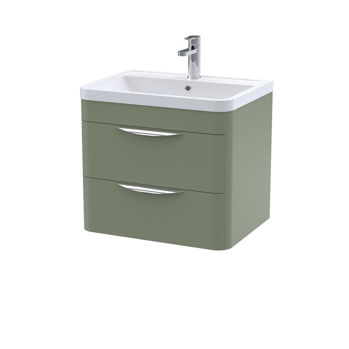 Aquarius Bathrooms Wall Mounted Vanity Unit Aquarius Perth 600mm 2 Drawer Wall Mounted Vanity Unit with 1 Tap Hole Basin