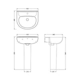 Aquarius Bathrooms Pedestal Basin Aquarius Cove/Essence 550mm 1 Tap Hole Basin with Full Pedestal
