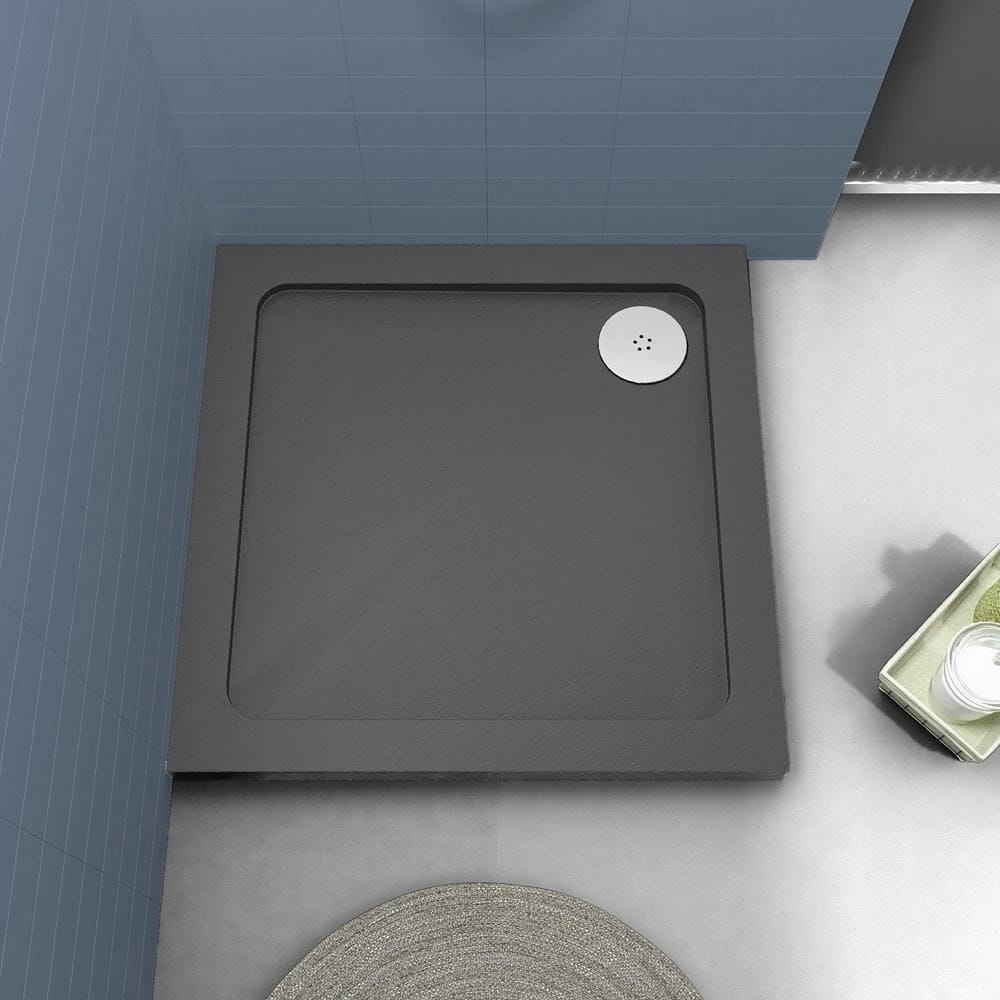 Aquarius Bathrooms Square Shower Tray Aquarius Urbano Square 45mm Stone Resin Shower Tray in Slate Grey