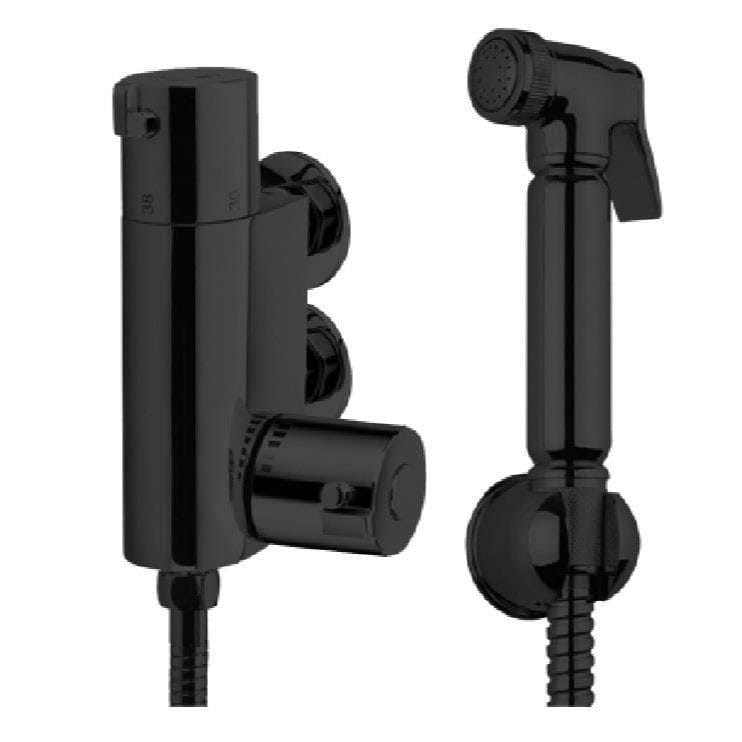 Aquarius Bathrooms Douche Matt Black Aquarius FT Shattaf Douche Kit with Thermostatic Mini Valve