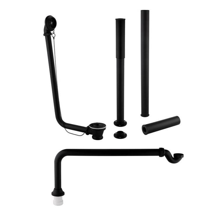 Aquarius Bathrooms Exposed Bath Waste Matt Black Aquarius FT Exposed Bath Plug and Chain Waste with Pipe Shrouds