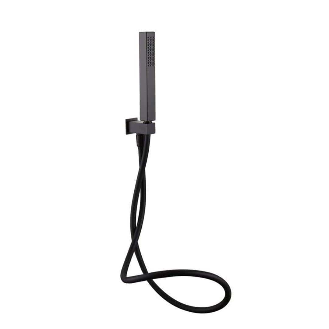 Aquarius Bathrooms Shower Handset Matt Black Aquarius RainLux Integrated Outlet Square Handheld Shower Kit