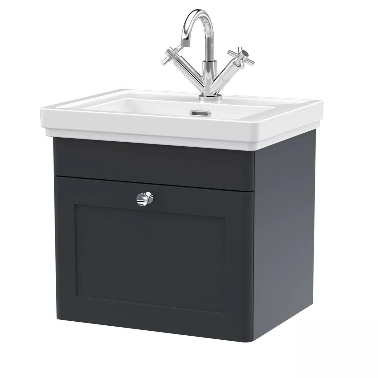 Aquarius Wall Mounted Vanity Unit Soft Black / 1 Aquarius Leighton 500mm Wall Mounted One Drawer Vanity Unit with Basin