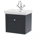 Aquarius Wall Mounted Vanity Unit Soft Black / 1 Aquarius Leighton 500mm Wall Mounted One Drawer Vanity Unit with Basin
