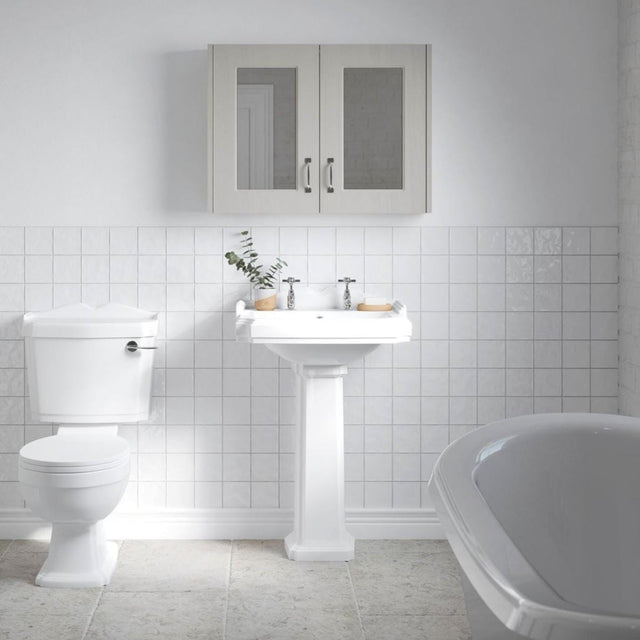 Aquarius Bathrooms Pedestal Basin Aquarius Ashford 590mm Traditional 2 Tap Hole Basin with Full Pedestal