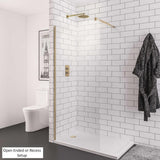 Aquarius Bathrooms Wetroom Panel Kit Aquarius LevAqua 2000 Brushed Brass 8mm Walkin Panel