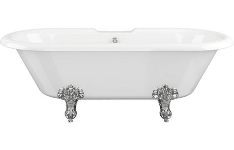 Aquarius Bathrooms Freestanding Bath Aquarius Timeless Luxury Freestanding Double Ended 2TH Bath With Chrome Feet 1690mm