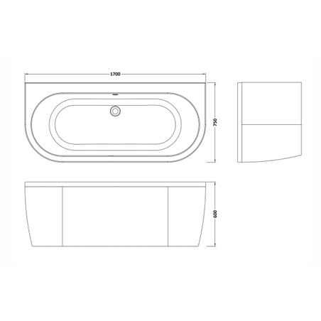 Aquarius Bathrooms Back To Wall Freestanding Bath Aquarius Lunar Curved Back to Wall Bath with Panel  - 1700 x 750mm