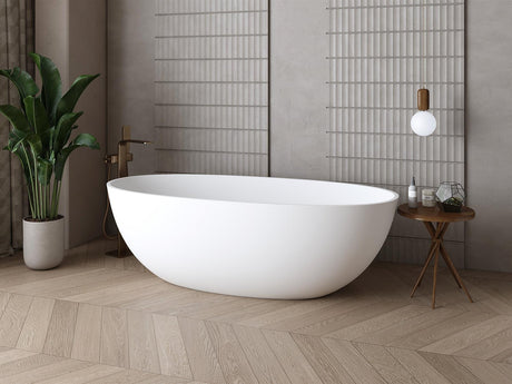 Aquarius Bathrooms Freestanding Bath Aquarius Iseo Freestanding Stone Bath in Gloss White 1600mm