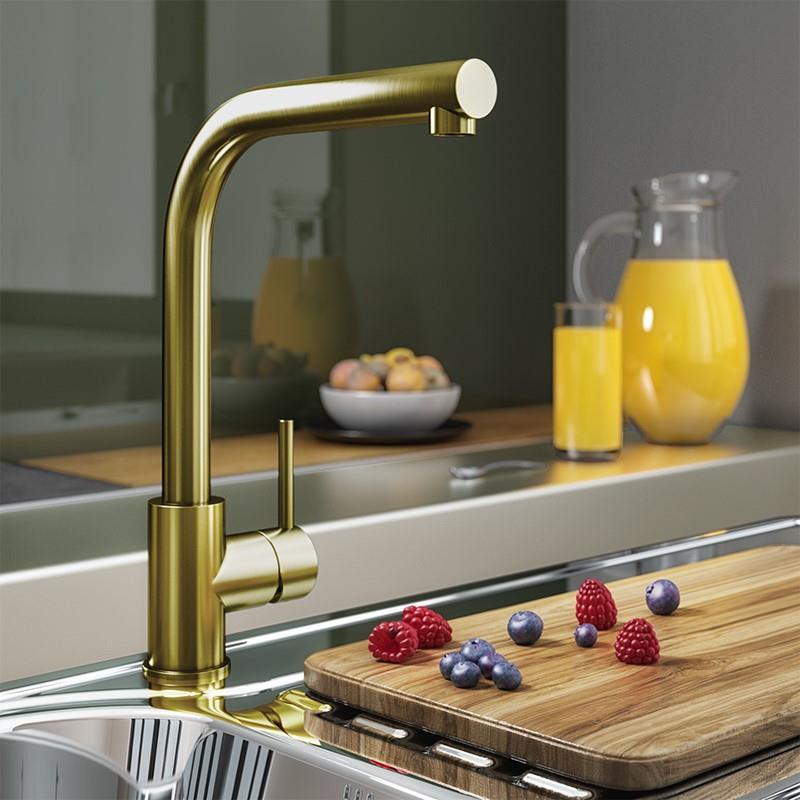Aquarius TrueCook Series 3 Single Lever Kitchen Mixer in Brushed Gold