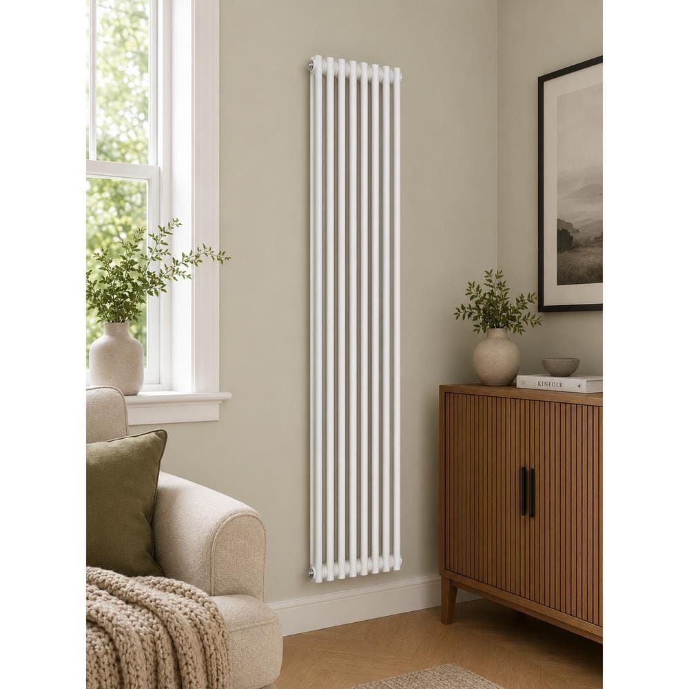 Aquarius Bathrooms Column Radiator 1800 x 425mm Aquarius Foundry Vertical 2 Column Radiator in White