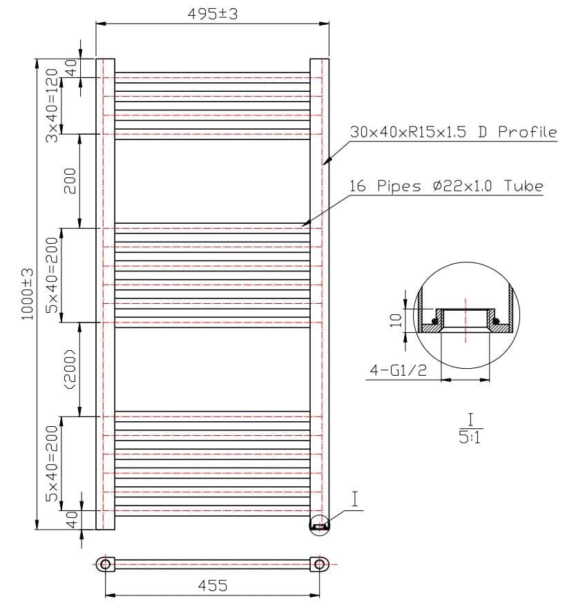 Aquarius Bathrooms Ladder Rail Aquarius Noir High Output Ladder Towel Rail Matt Black