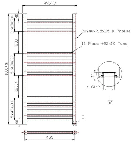 Aquarius Bathrooms Ladder Rail Aquarius Noir High Output Ladder Towel Rail Matt Black