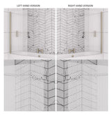 Aquarius Bathrooms Hinged Fluted Bath Screen Aquarius LevAqua Straight Fluted 6mm R/H Brushed Brass Hinged Bath Screen 1400 x 800mm AQ495106