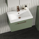 Aquarius Wall Mounted Vanity Unit Aquarius Brisbane 600mm Wall Hung 1 Drawer Vanity Unit with 1 Tap Hole Mid Edge Basin