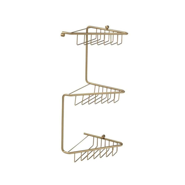 Aquarius Bathrooms Basket Brushed Brass Aquarius 3 Tier Corner Shower Caddy