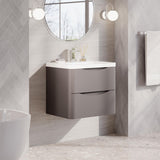 Aquarius Bathrooms Wall Mounted Vanity Unit Grey Aquarius Seren 600mm Wall Mounted Two Drawer Vanity Unit with Basin