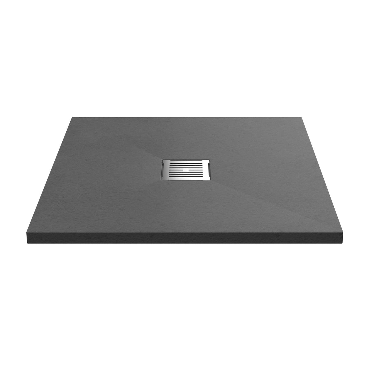 Aquarius Bathrooms Square Shower Tray Aquarius Urbano Slimline 33mm Slate Effect Square Stone Resin Shower Tray in Grey Slate