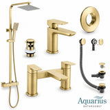 Aquarius Hydro Complete Shower Brassware Pack with Basin Mixer, Bath Mixer & Round Exposed Shower