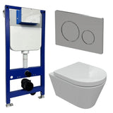 Aquarius Bathrooms Wall Hung Toilet Chrome / Round Aquarius Urbano Rimless Wall Hung Toilet Pack with Frame, Flush Plate, Soft Closing Seat and Hinge Covers