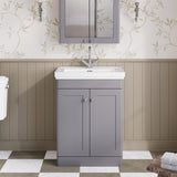 Aquarius Bathrooms Floor Standing Vanity Unit Grey / 3 Aquarius Leighton 600mm Floor Standing Two Door Vanity Unit with Basin
