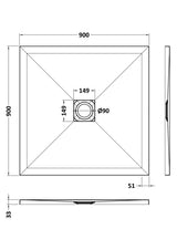 Aquarius Bathrooms Square Shower Tray 900x900mm Aquarius Urbano Slimline 33mm Slate Effect Square Stone Resin Shower Tray in White Slate