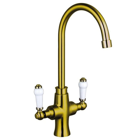 Aquarius Bathrooms Kitchen Tap Aquarius TrueCook Series 2 Brushed Gold Two Handle Kitchen Mixer AQTK002BG