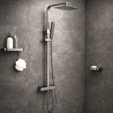 Aquarius Bathrooms Exposed Shower Set Gunmetal Grey Aquarius RainLux Cool Touch Adjustable Square Exposed Shower Valve and Kit