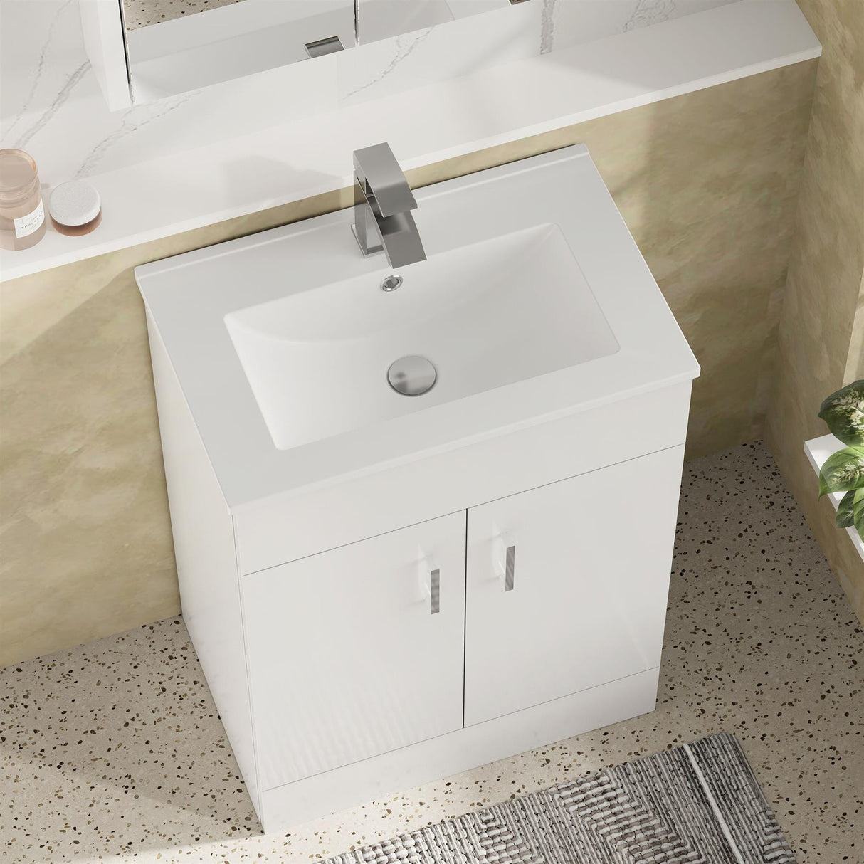 Aquarius Floor Standing Vanity Unit Aquarius Adelaide Floor Standing Vanity Unit with 1 Tap Hole Ceramic Basin
