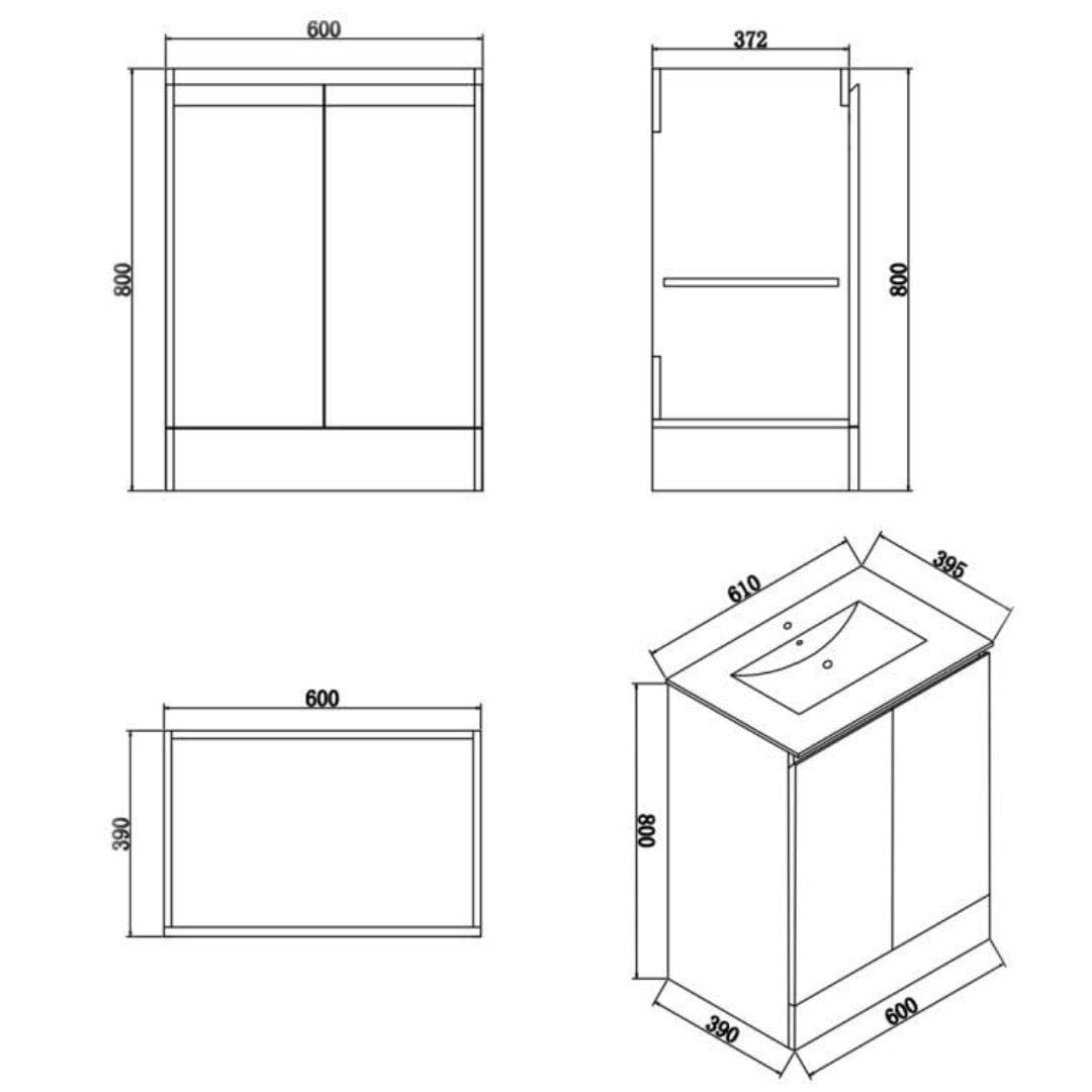 Aquarius Bathrooms Vanity Unit Aquarius Halite Waterproof White Vanity Unit and 1TH Basin