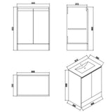 Aquarius Bathrooms Vanity Unit Aquarius Halite Waterproof White Vanity Unit and 1TH Basin