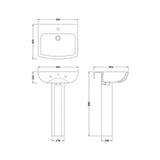 Aquarius Bathrooms Pedestal Basin Aquarius Aspect/Arden 545mm 1 Tap Hole Basin with Full Pedestal
