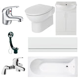 Aquarius Bathrooms Complete Bathroom Suite Aquarius Urbano Complete Vanity Bath Suite (with 1700mm Single Ended Bath and Back to Wall Toilet)