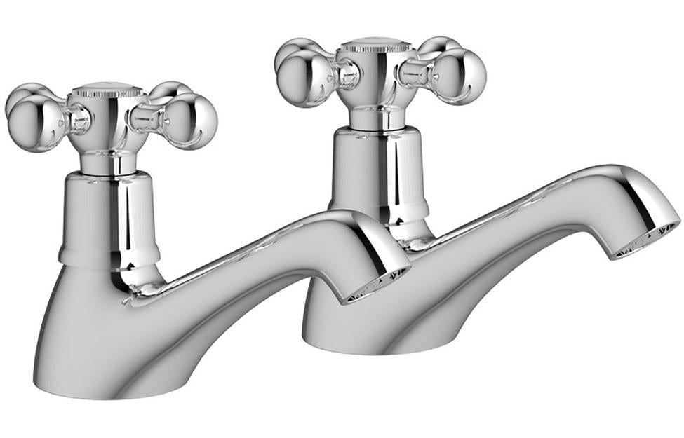 Aquarius Timeless Crosshead Basin Pillar Taps in Chrome