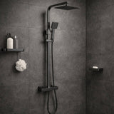 Aquarius Bathrooms Exposed Shower Set Black Aquarius RainLux Cool Touch Adjustable Square Exposed Shower Valve and Kit