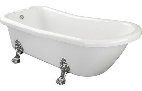 Aquarius Bathrooms Freestanding Bath Aquarius Timeless Luxury Freestanding Slipper 2TH Bath With Chrome Lions Paw Feet 1530mm