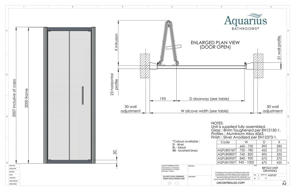 Aquarius Pluvia 8mm Bifold Shower Door in Silver