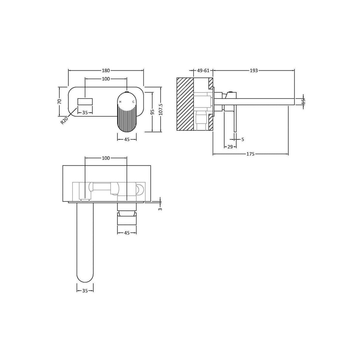 Aquarius Bathrooms Wall Mounted Basin Tap Aquarius Deco 2 Hole Wall Mounted Mono Basin Mixer Tap