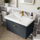 Aquarius Bathrooms Wall Mounted Vanity Unit Soft Black / 1 Aquarius Leighton 800mm Wall Mounted One Drawer Vanity Unit with Basin