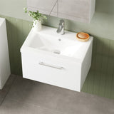 Aquarius Wall Mounted Vanity Unit Aquarius Brisbane 600mm Wall Hung 1 Drawer Vanity Unit with 1 Tap Hole Mid Edge Basin