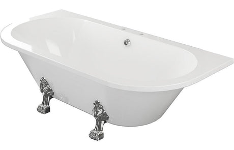 Aquarius Bathrooms Freestanding Bath Aquarius Timeless Luxury Freestanding Back To Wall 2TH Bath With Chrome Lions Paw Feet 1700mm