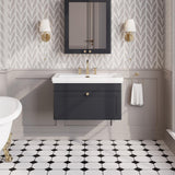 Aquarius Bathrooms Wall Mounted Vanity Unit Soft Black / 3 Aquarius Leighton 800mm Wall Mounted One Drawer Vanity Unit with Basin