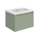 Aquarius Bathrooms Wall Mounted Vanity Unit Matt Willow Green / 1 Tap Hole Ceramic Basin Aquarius Contour 615mm Wall Mounted One Drawer Vanity Unit with Basin