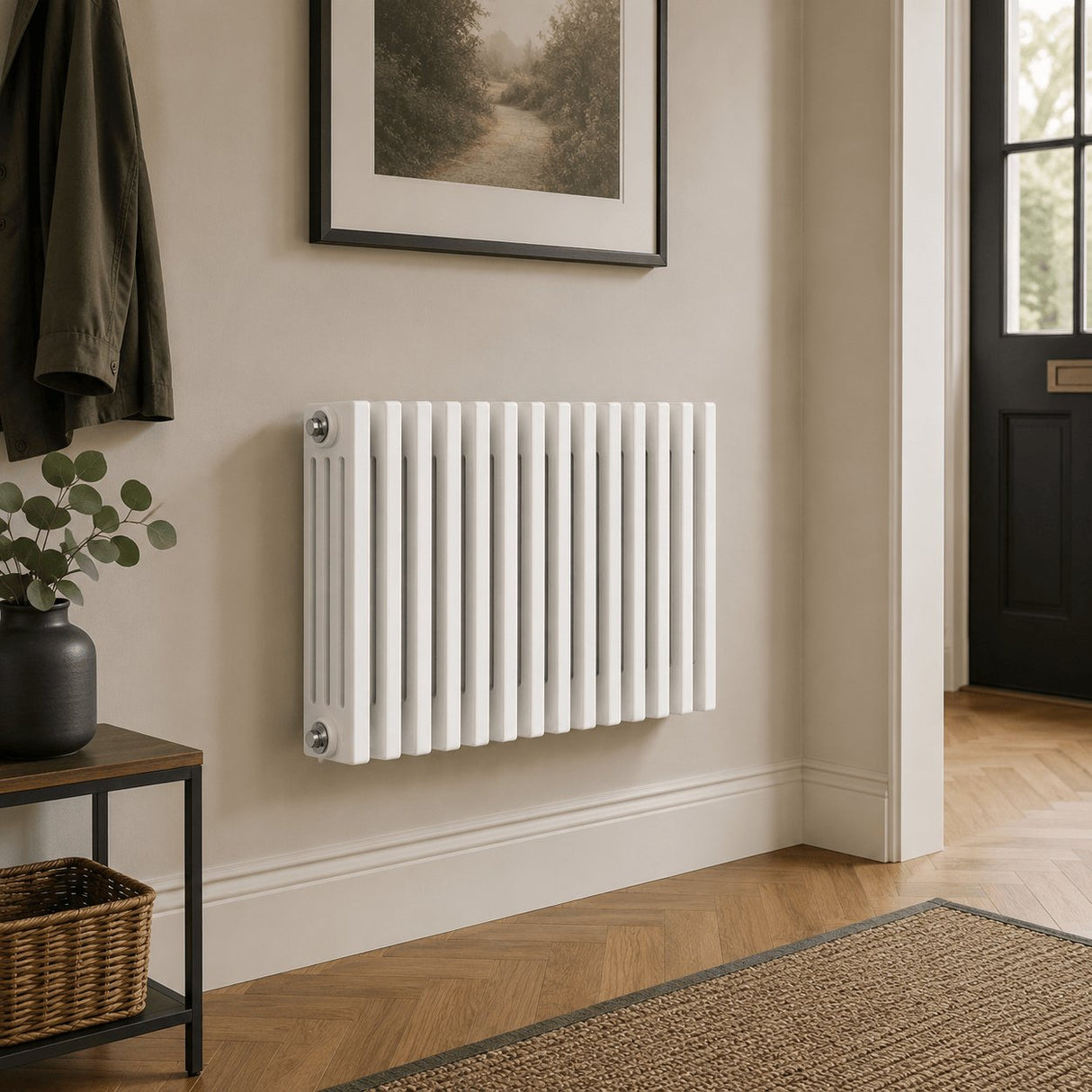 Aquarius Bathrooms Column Radiator 400mm x 605mm Aquarius Foundry Horizontal 4 Column Radiator in White