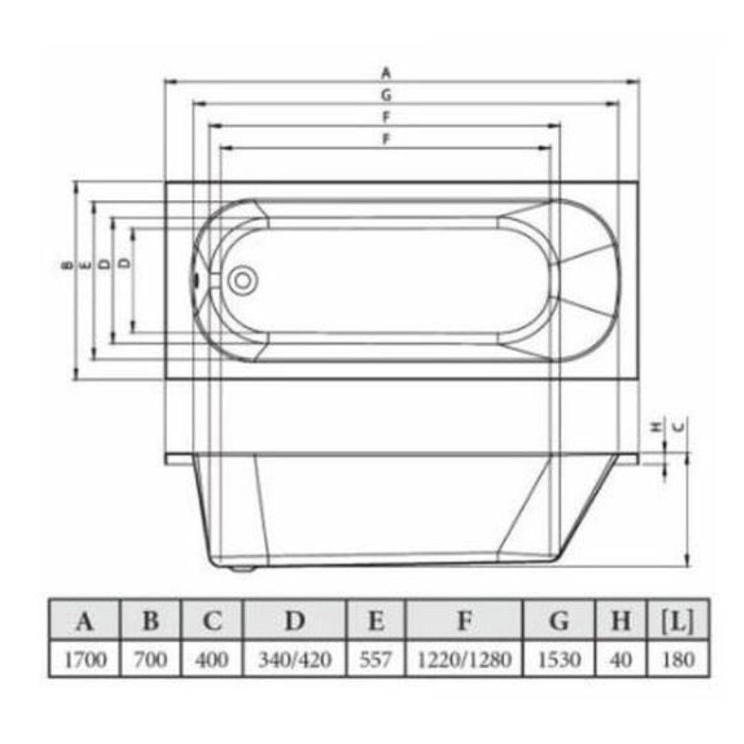 Aquarius Bathrooms Single Ended Bath Aquarius Splash 1700mm x 700mm Single Ended Straight Bath
