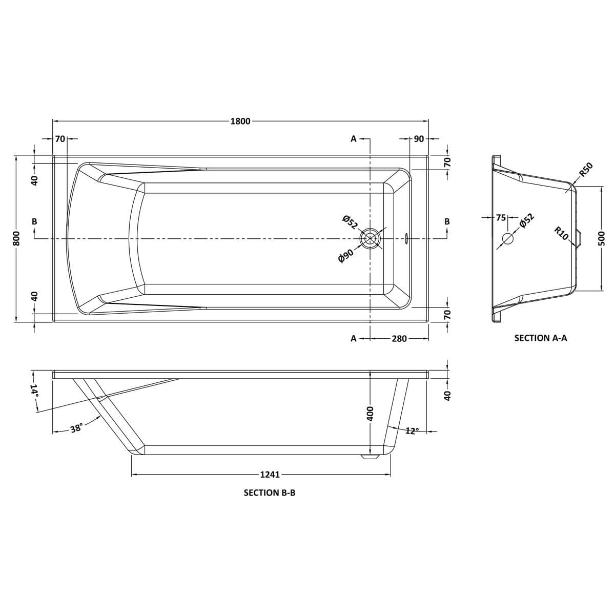 Aquarius Bathrooms Single Ended Bath Aquarius Llyn Single Ended Bath With Legs Set